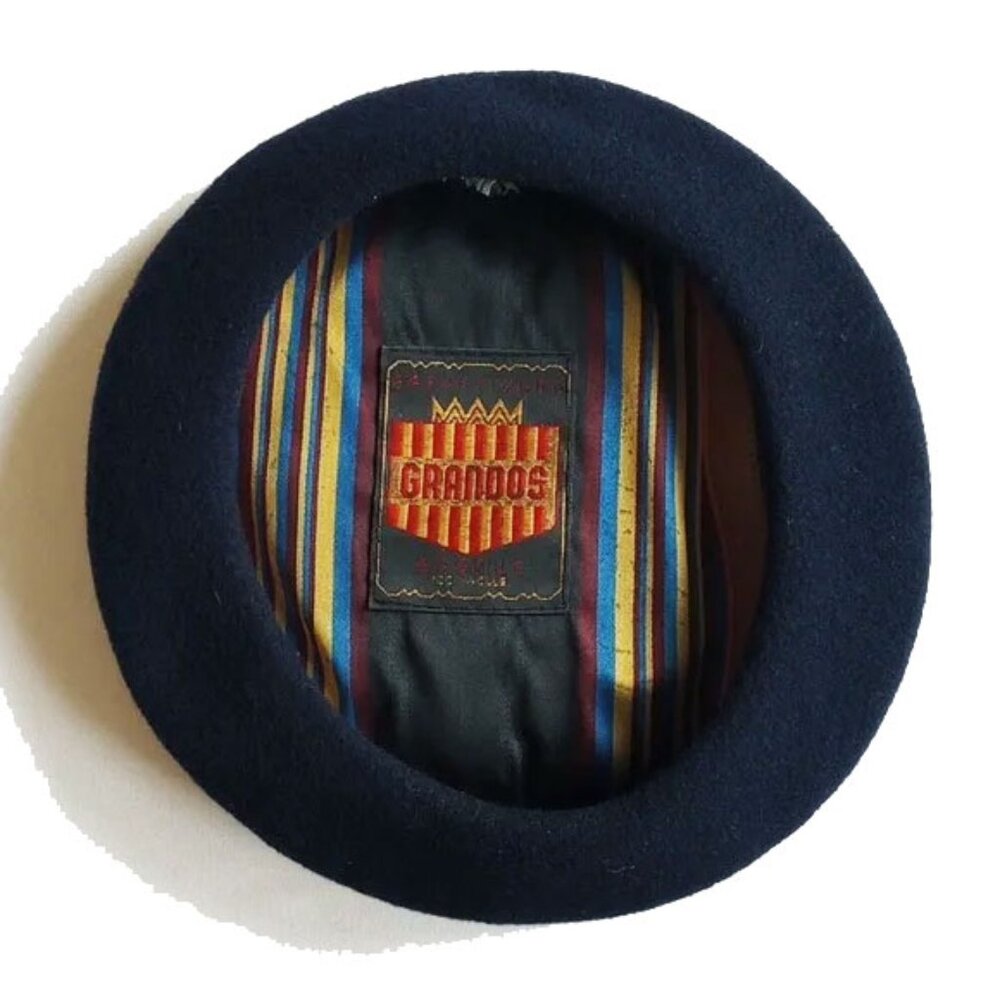 Grandos Basque Wool Beret 60 Dark Blue Thick Felted Cap